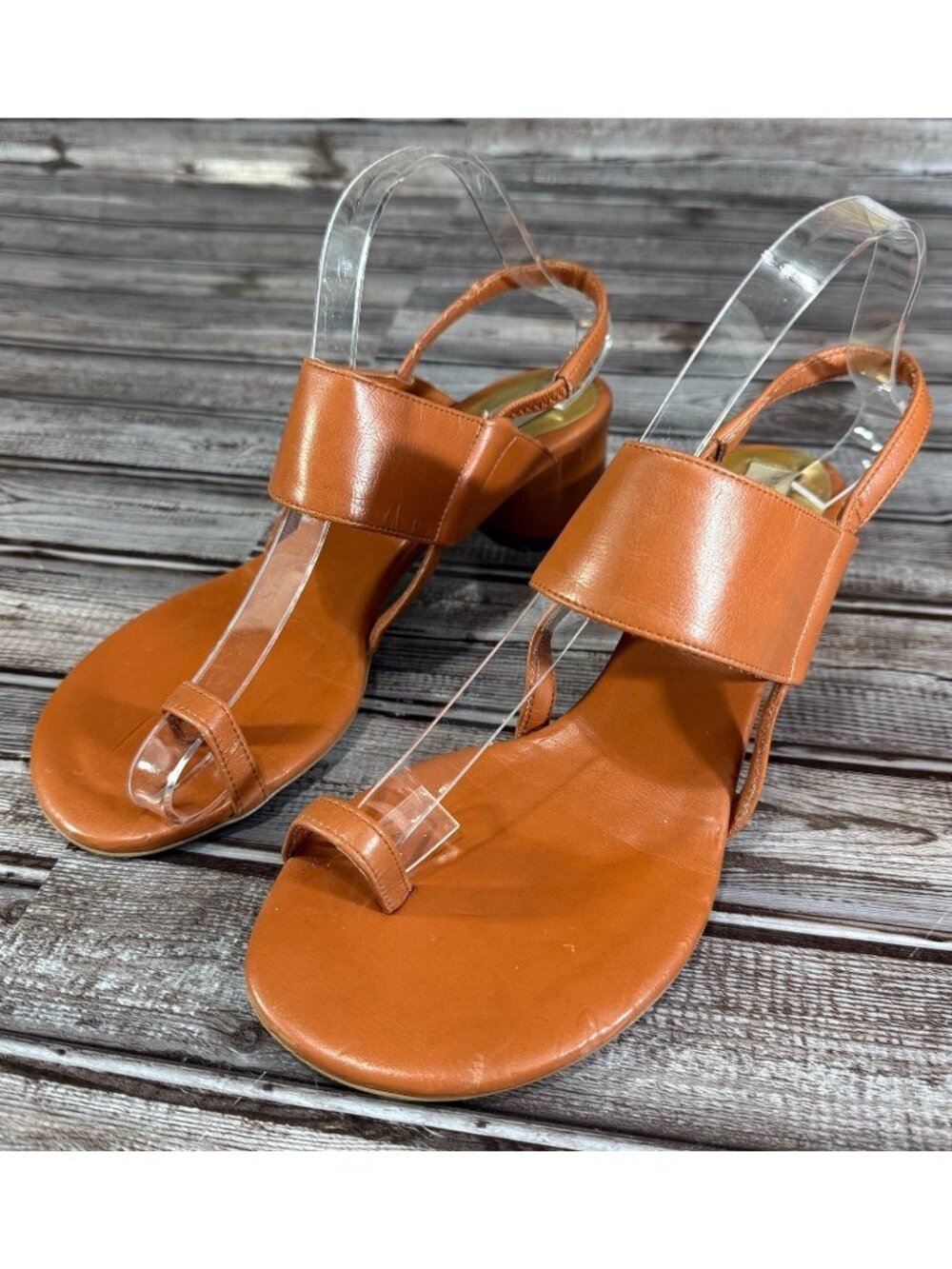 Stella McCartney  Faux Patent Leather Sandals Sz 39 US 9 Color Brown Made Italy